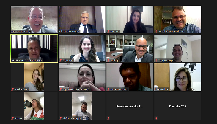 Print da tela de videoconferência do Zoom com participantes da reunião 