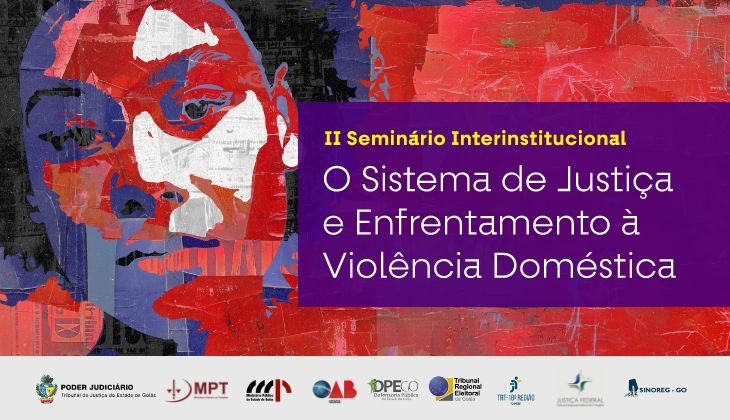 ilustração do rosto de uma mulher em tons de vermelho, azul e branco, simbolizando resistência e conscientização sobre a violência contra a mulher