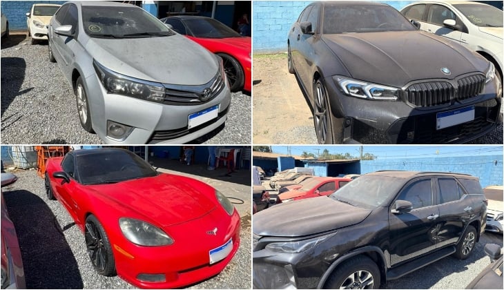 TJGO realiza leilão com 417 veículos apreendidos; Corvette, BMW, Hilux SW4 e Civic Hybrid estão entre os lotes