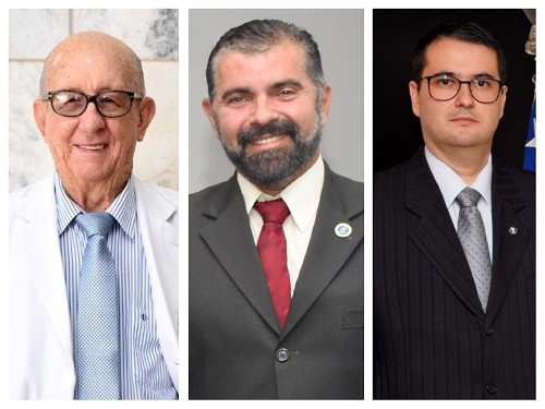 Magistrados Wilton Müller Salomão presidente no centro  Homero Sabino de Freitas 1º vice-presidente à esquerda e Levine Raja Artiaga 2º presidente à direita